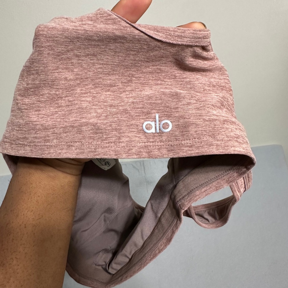 Alo Yoga Alosoft Heathered Mauve Sports Bra and Leggings Set Large - Picture 10 of 15